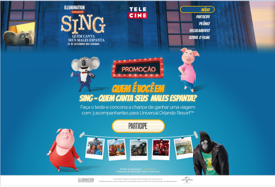 Sing - Telecine: Promoção
